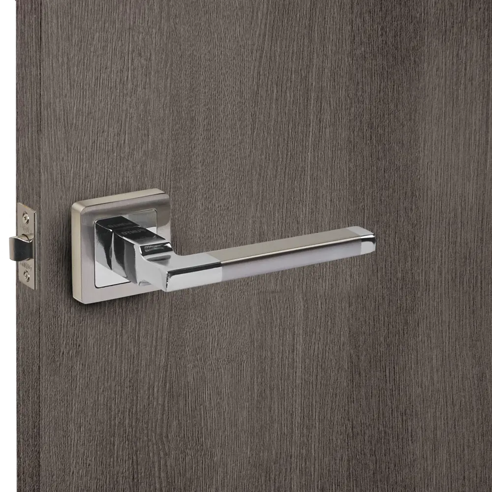 Дверные ручки Punto Vector без запирания цвет матовый никель/хром STLM-2135439 - Вид №4