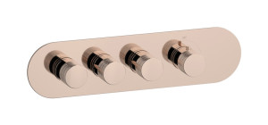 External part of thermostatic 3 ways, round plate, horizontal, Vinile handle WE ARE IB eua322rsnvn Rose Gold Aqua