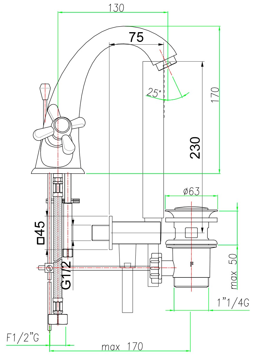 AM700102017 Смеситель для раковины Webert Armony - Вид №2