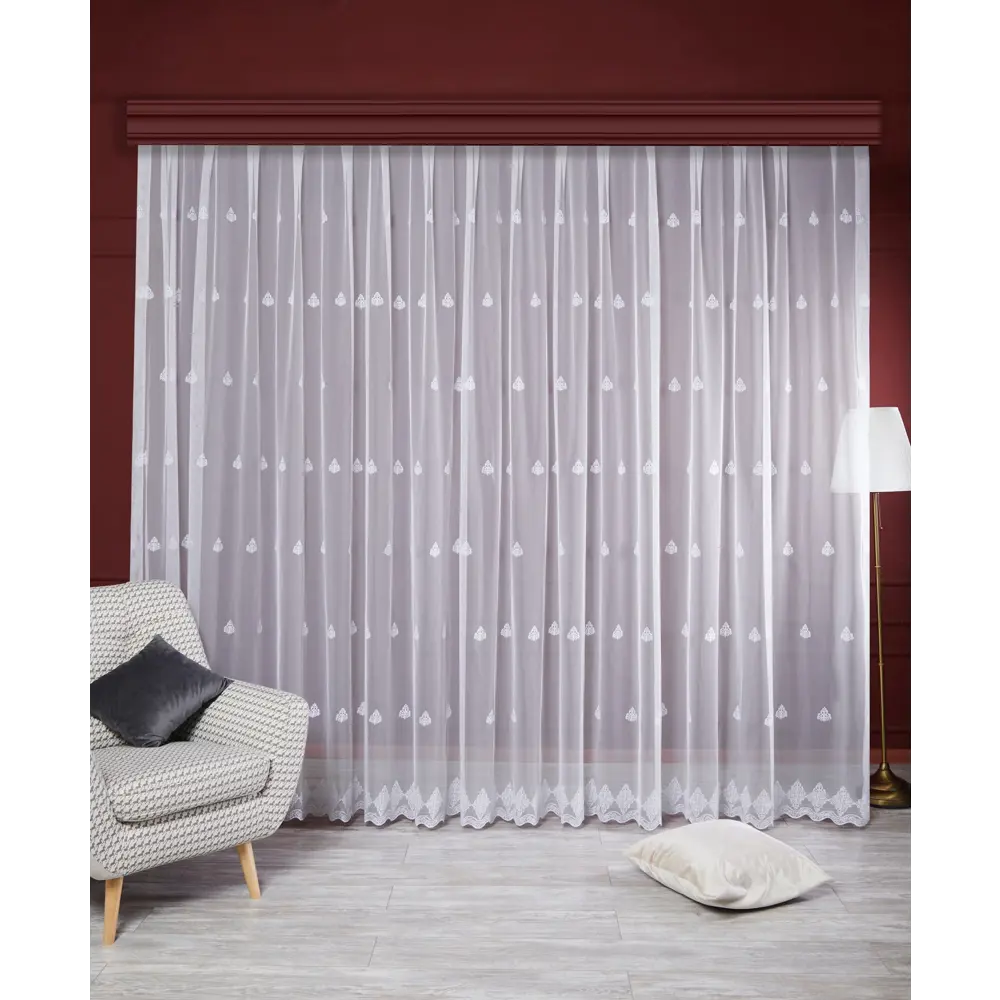 Тюль 1 м/п Коронки сетка 280 см цвет бело-серый ELIT HOME STLM-2015036 - Вид №1