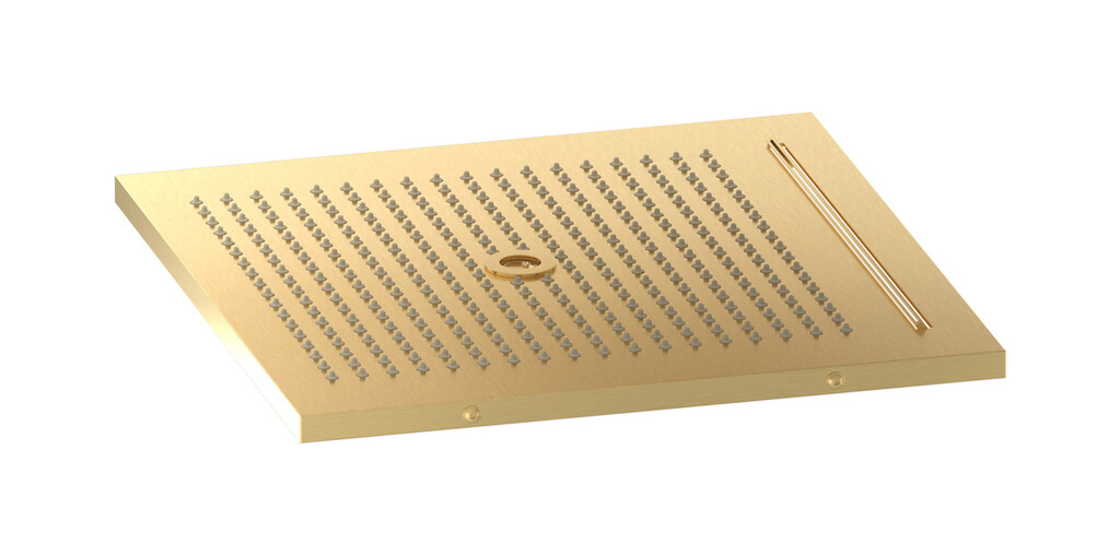 Полувстроенный верхний душ с режимами - дождь, водопад и хромотерапия WE ARE IB av370os Brushed Gold Aqua