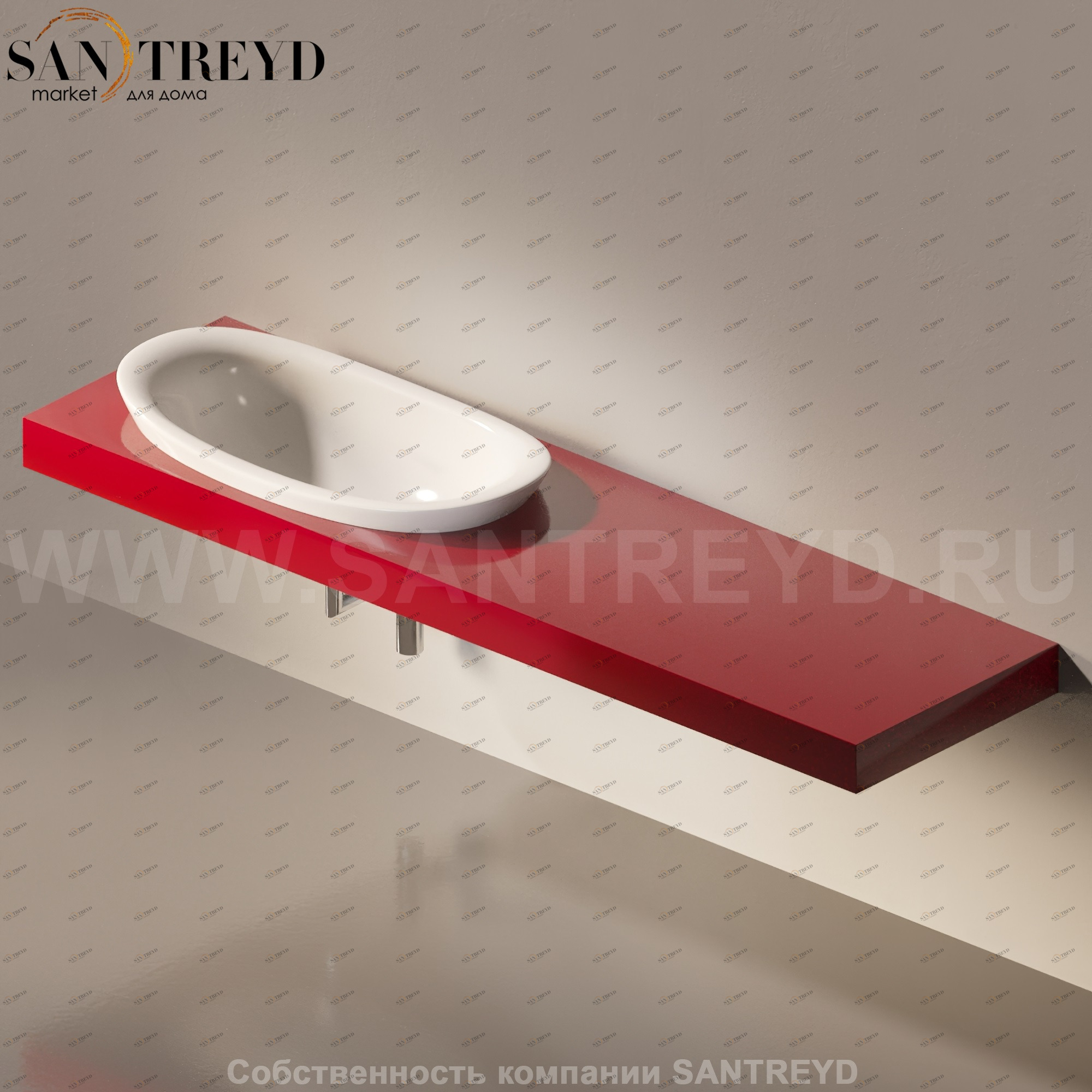 Flaminia IO e SI Столешница с отверстием под раковину от 110 до 250 см красная IO90M4.3011 Ceramica Flaminia IO90M43011