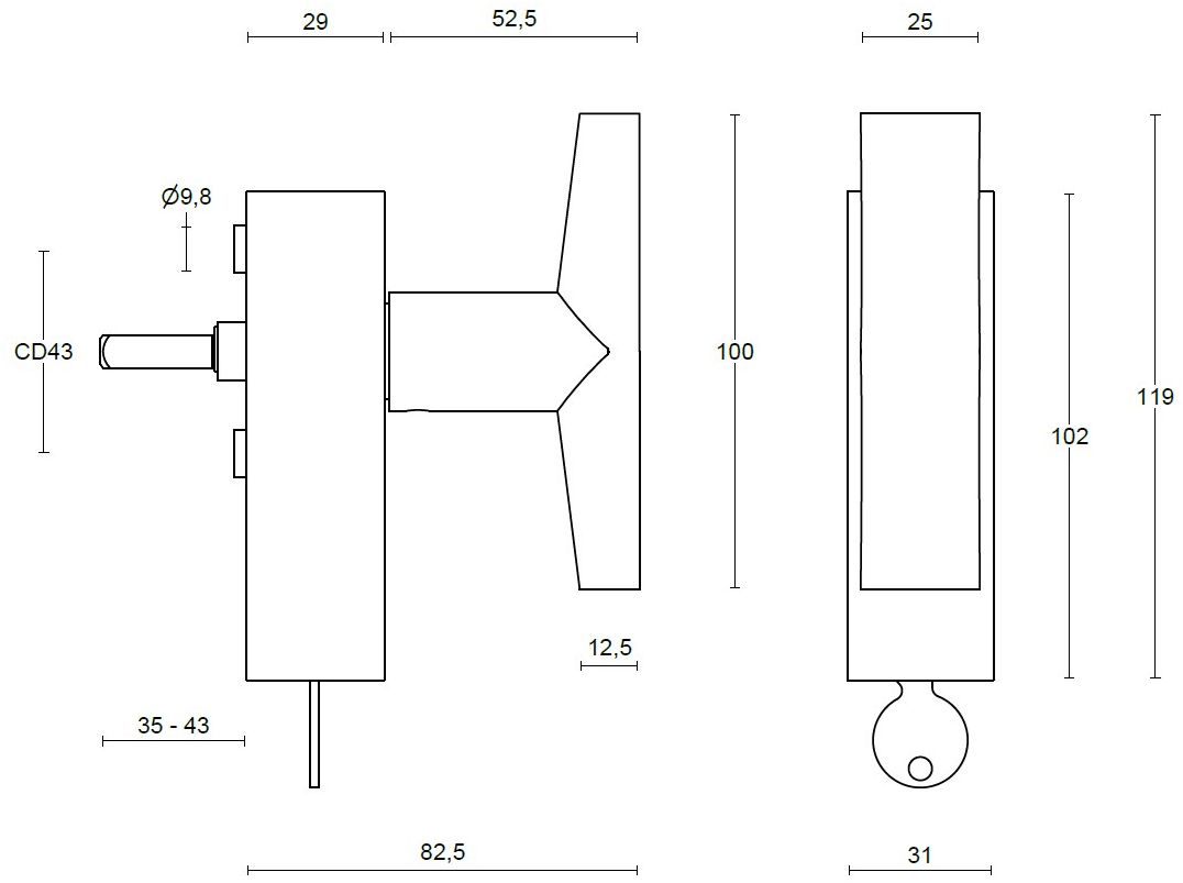 Formani Ручка для откидного окна пвд черный сатин Inc 3603d023izxx0 - Вид №1