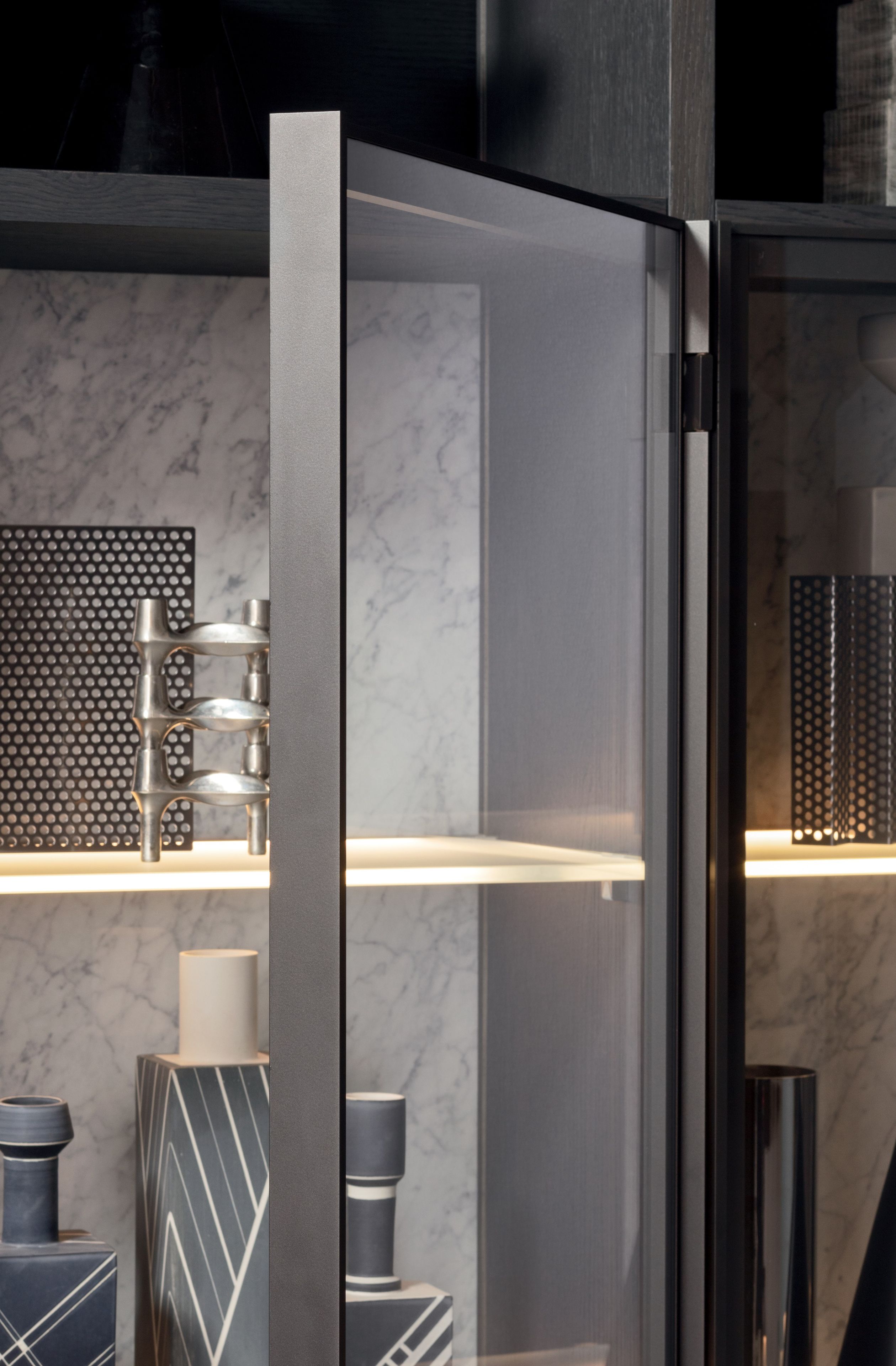 Секционный книжный шкаф из дерева и стекла Pianca Spazioteca ARCH-00086578 - Вид №1