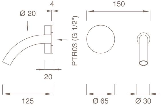 Ceadesign Настенный смеситель для умывальника Hydroprogressive Giotto Gio 18 - Вид №1