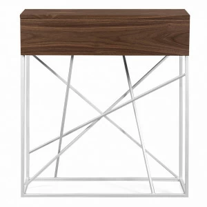 Консоль белая узкая с деревянной столешницей Wilson line box INTELLIGENT DESIGN  261072 Коричневый;хром