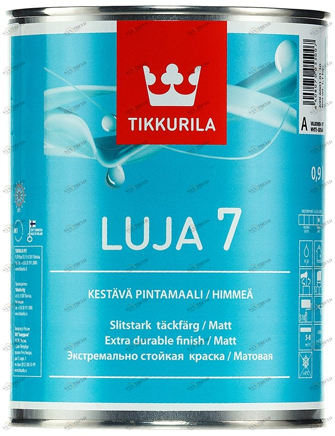 Краска Tikkurila Luja 7 / Тиккурила Луя 7 для влажных помещений матовая 0,9л Santreyd 5610