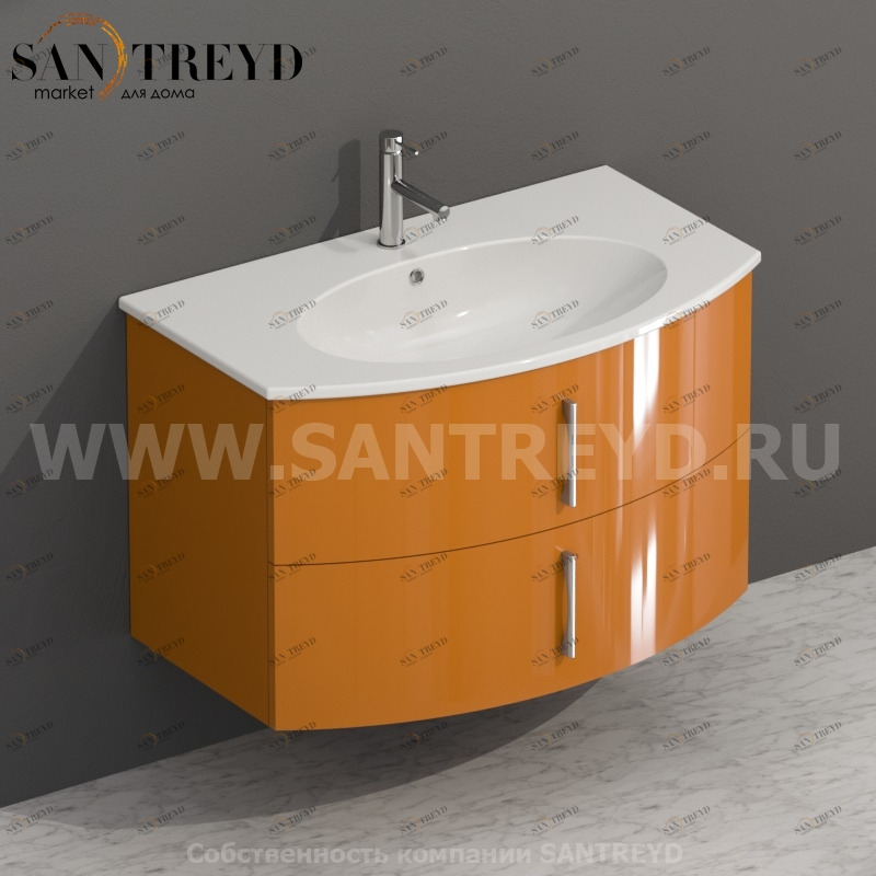 MDMC80Y152 Тумба с двумя ящиками 78 см оранжевая Globo 4ALL Италия Ceramica Globo