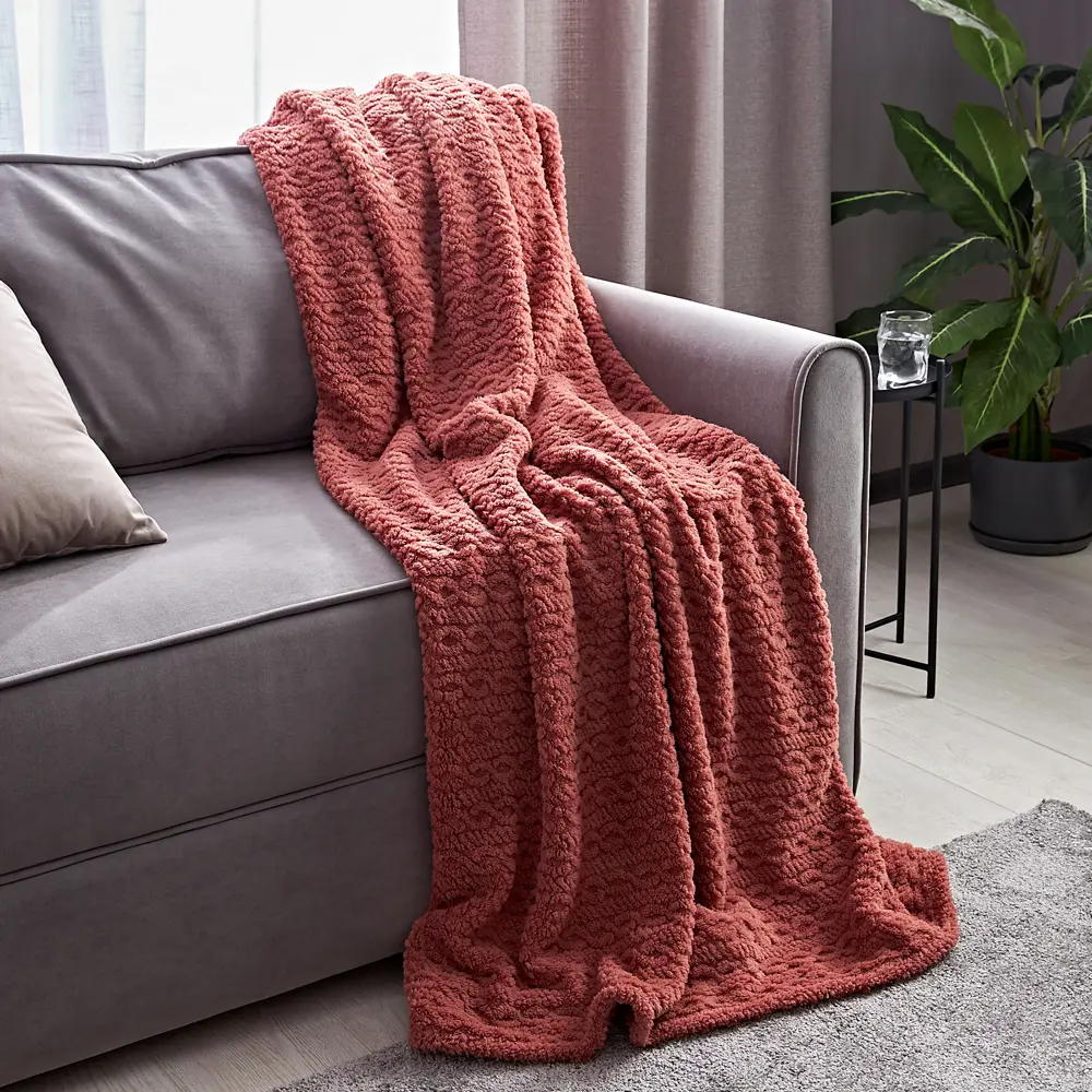 СТОЛИЦА ТЕКСТИЛЯ Плед Braid Красный 180×200 см — уютный велсофт для дома 88035591 STLM-1047928 - Вид №3