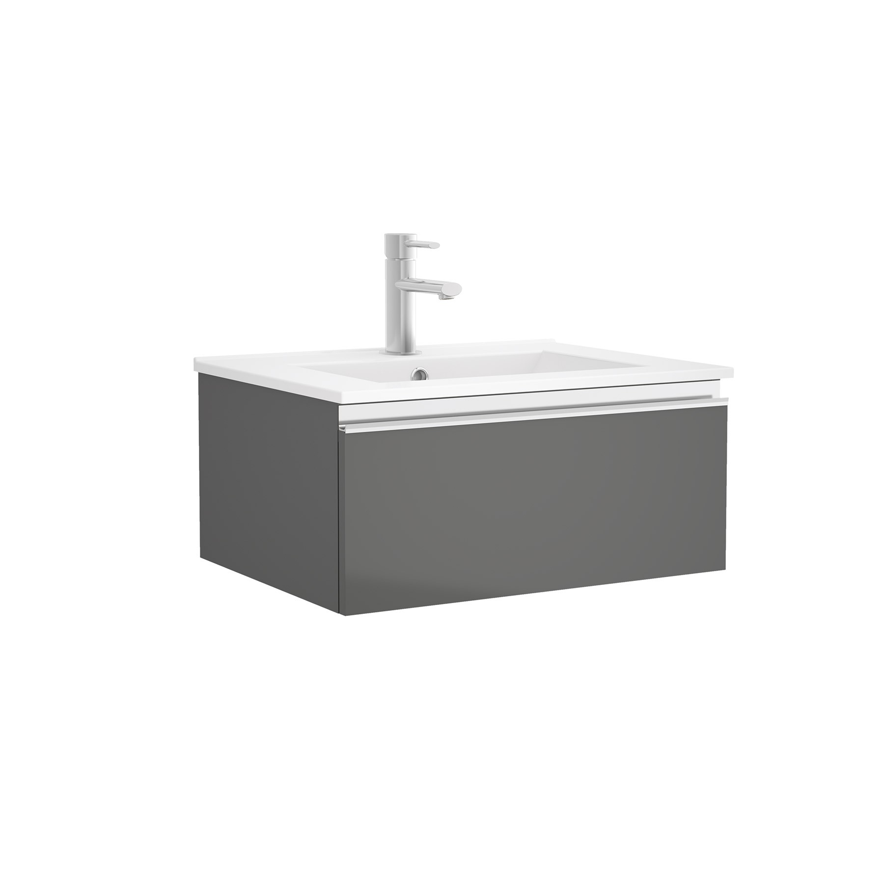 22781 SALGAR Мебель для умывальника SPIRIT 600 1 металлический ящик GLOSS GREY 598 x 270 x 450 мм Глянцевый серый