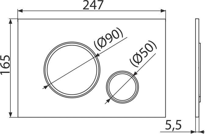 Кнопка управления для скрытых систем инсталляции, xром-мат/xром-глянец ALCAPLAST M772 - Вид №1