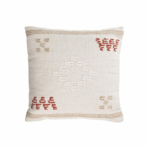 108129 Наволочка из шерсти и хлопка с бежевым терракотовым и коричневым узором 45 x 45 см La Forma Bibiana