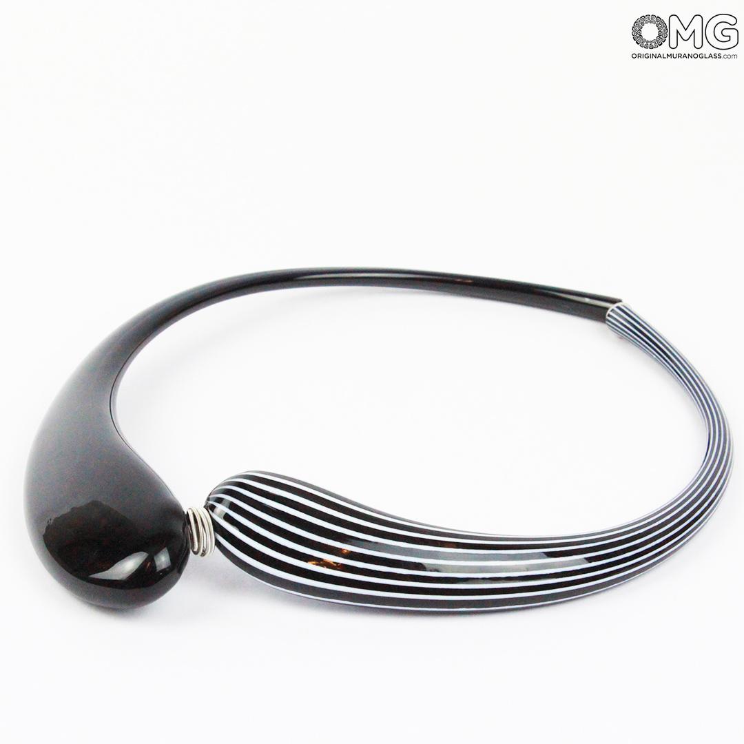 799 ORIGINALMURANOGLASS Колье Дениз черное - белое - муранское стекло OMG 21 см  - Вид №1