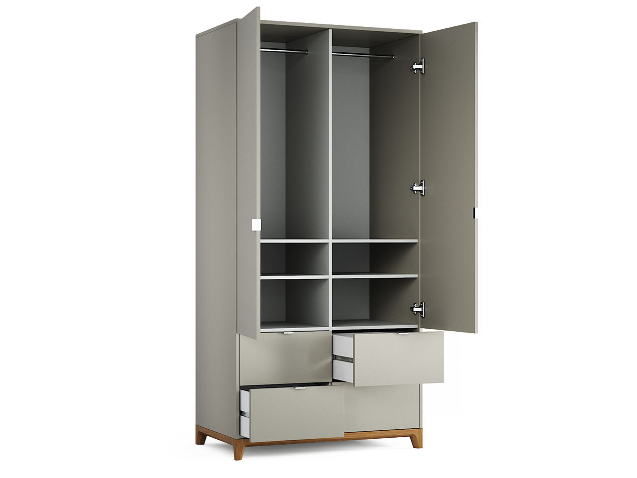 Шкаф распашной двухдверный с ящиками светло-серый Case №4 THE IDEA  210408 Серый  - Вид №2