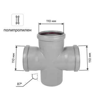 Крестовина одноплоскостная Pro Aqua 110x110x110/87° полипропилен