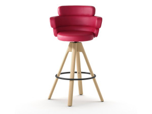 Высокий тканевый поворотный стул с подставкой для ног