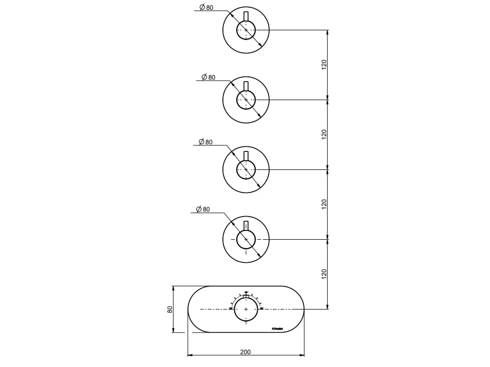 Термостатический смеситель для душа с 5 отверстиями Rubinetterie Frattini отдельная эстетика ARCH-00091137 - Вид №11