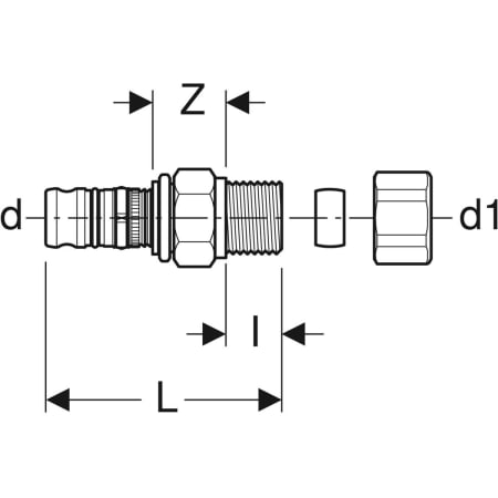 611.542.00.5 Переходник Geberit Mepla с соединением с цанговой муфтой Geberit  - Вид №2