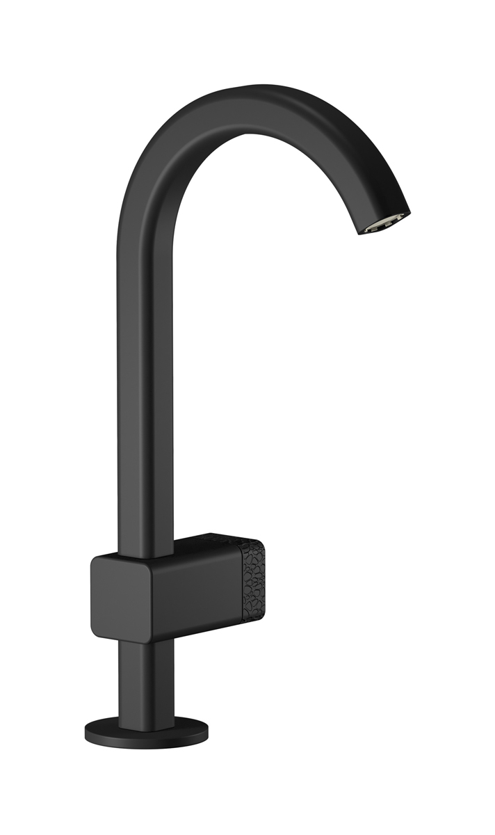 Монорычажный прогрессивный смеситель на раковину в комплекте с донным клапаном. WE ARE IB eo200np_2 Matt Black Elio