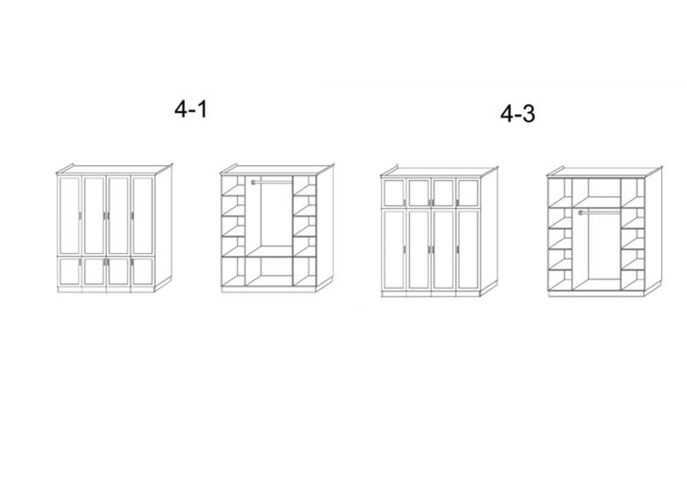 Шкаф распашной четырехстворчатый коричневый "Парма" DREAMLINE ПАРМА 176287 Коричневый - Вид №6