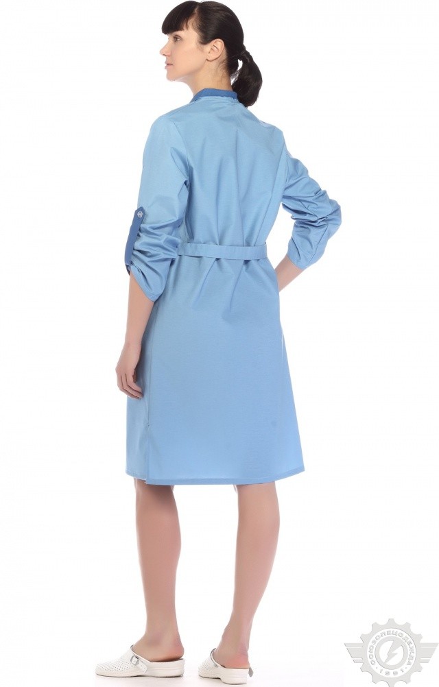 61736 Халат "Радуга" длинный рукав голубой  Одежда для обслуживающего персонала  размер 56 Спецодежда  - Вид №4