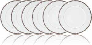 10665337 Noritake Набор из 6 тарелок закусочных Noritake "Рочель,платиновый кант" 22см Фарфор костяной