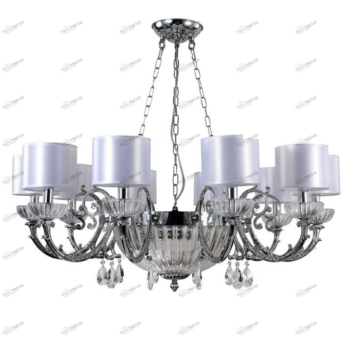 Подвесная люстра Crystal Lux Carino SP10+3 Chrome белая CRYSTAL LUX ДИЗАЙНЕРСКИЕ, CARINO 109310 Белый 