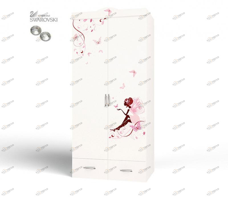 Шкаф ABC-KING 2х дверный Фея без зеркала со стразами Сваровски 4631147959638