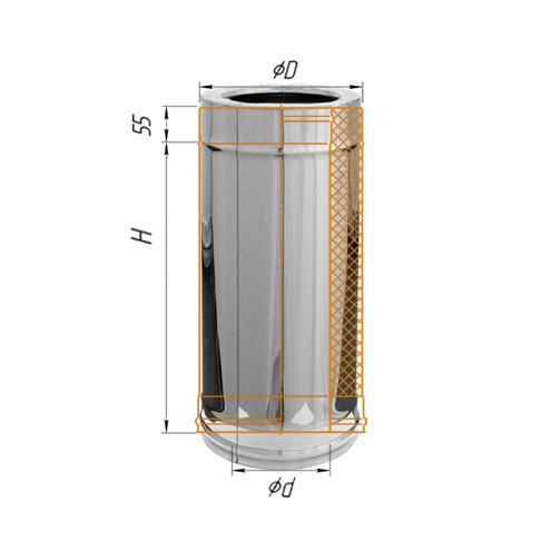 Сэндвич 0,5м Ferrum Ф130х200 нержавеющая сталь (430/0,5мм) FD02130N4FF