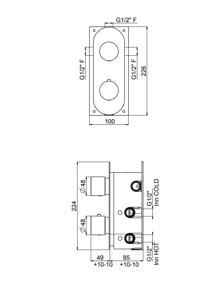 Встраиваемый термостатический смеситель для душа CARIMALI Scull ARCH-00056168 - Вид №2