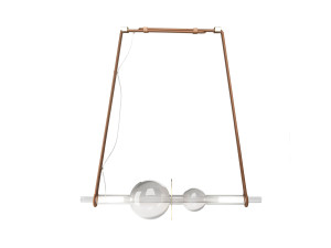 Подвесной светильник из кожи и стекла