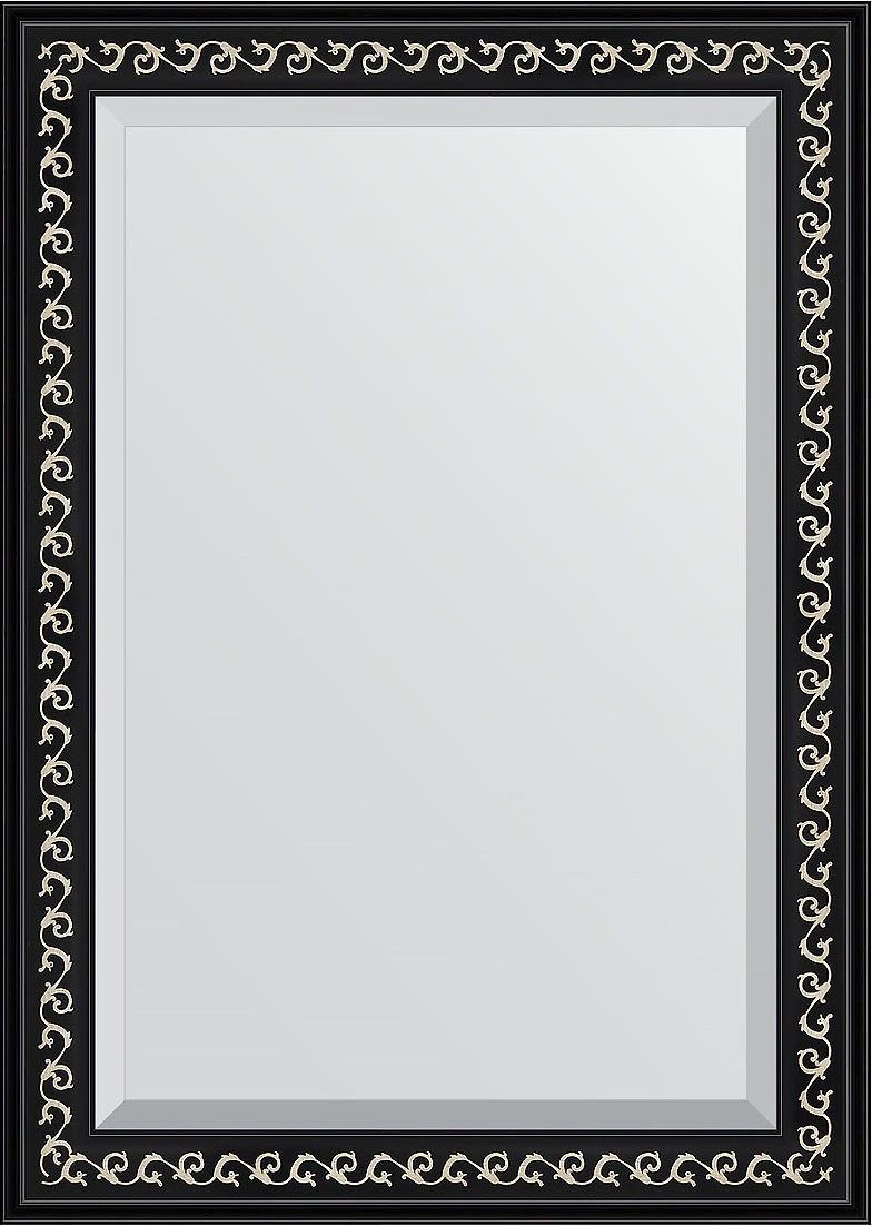 BY 1195 Зеркало с фацетом в багетной раме - черный ардеко 81 mm EVOFORM Exclusive