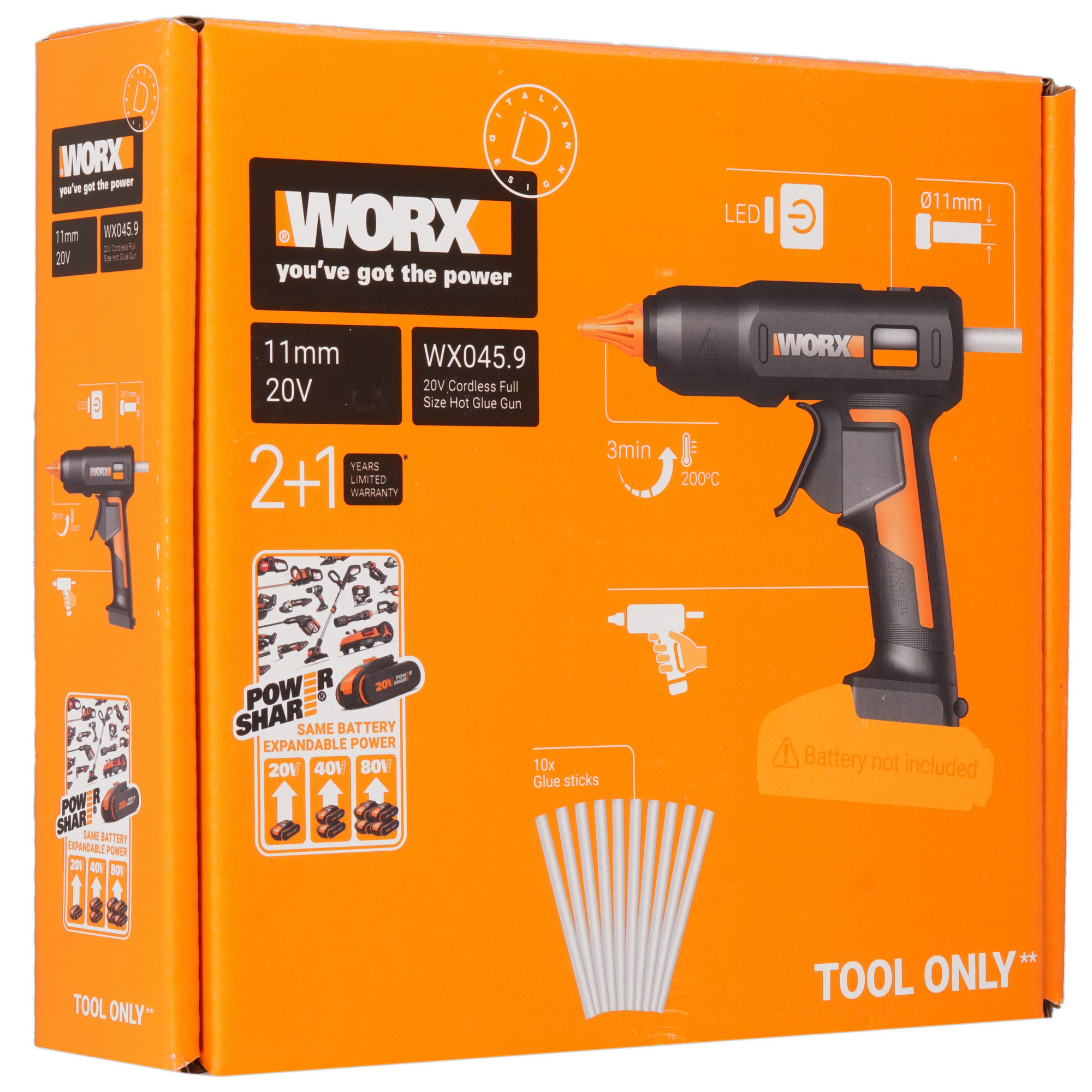 Клеевой пистолет WORX WX045.9 PowerShare 20V , Без АКБ 9083048 STDN-0058792 - Вид №6