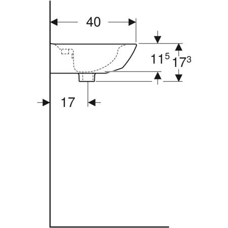 500.375.01.1 Geberit Renova Handwaschbecken mit asymmetrischem Überlauf Geberit  - Вид №11