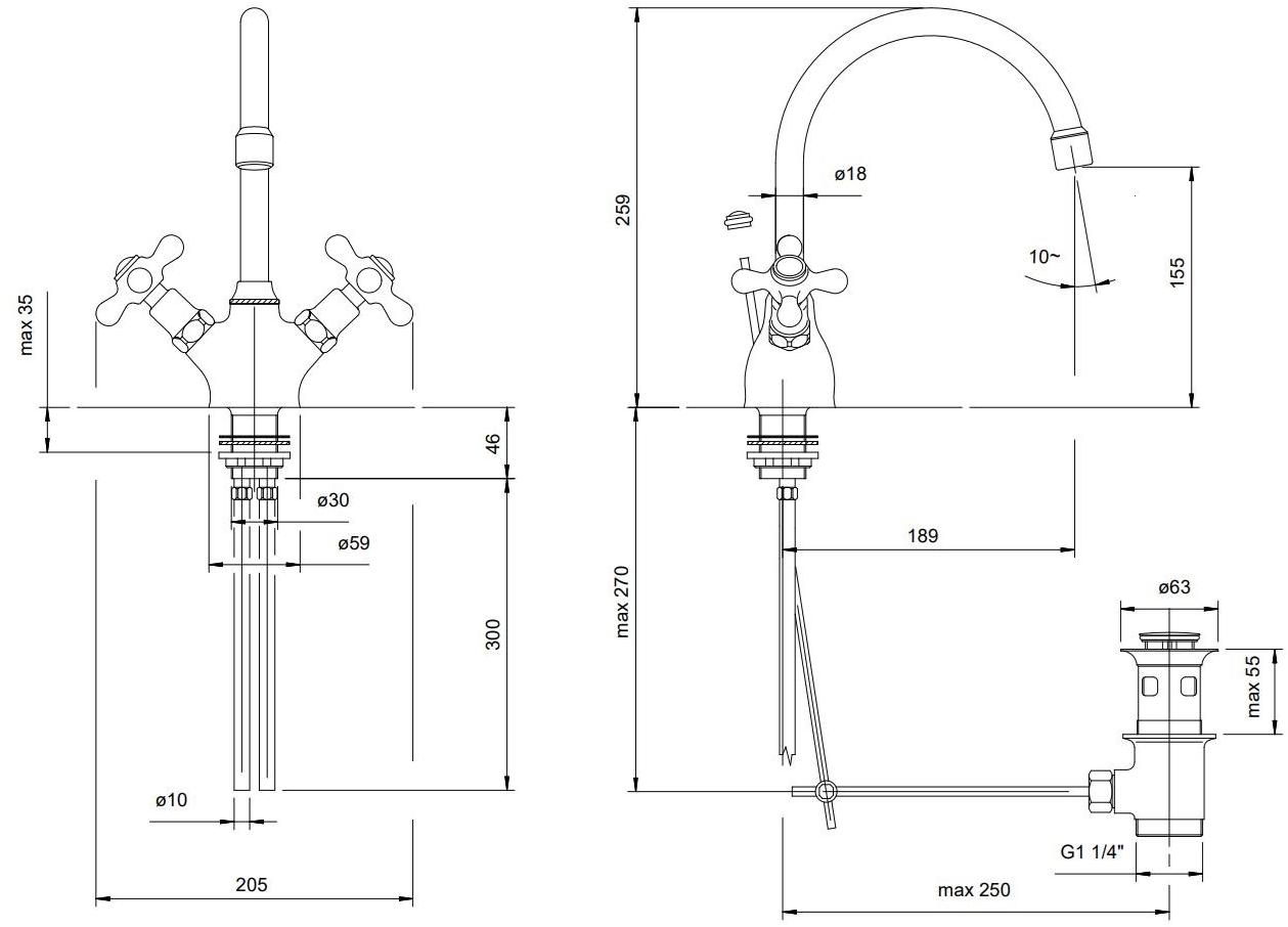 ZAZZERI Смеситель для мойки в классическом стиле 800 sun-id-1441142 - Вид №2
