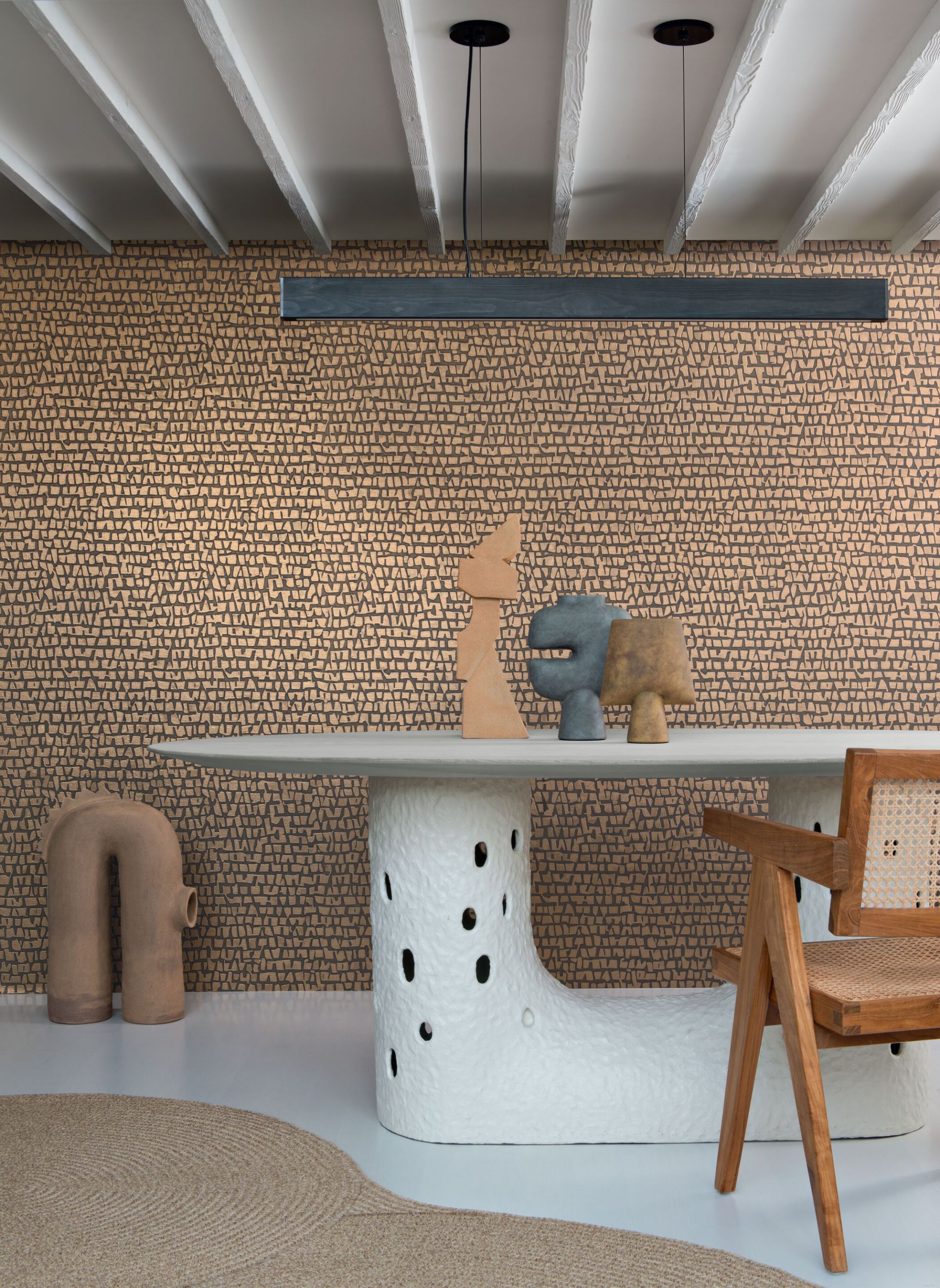 Льняная настенная ткань с графическим рисунком Casamance Linora ARCH-00086574 - Вид №3