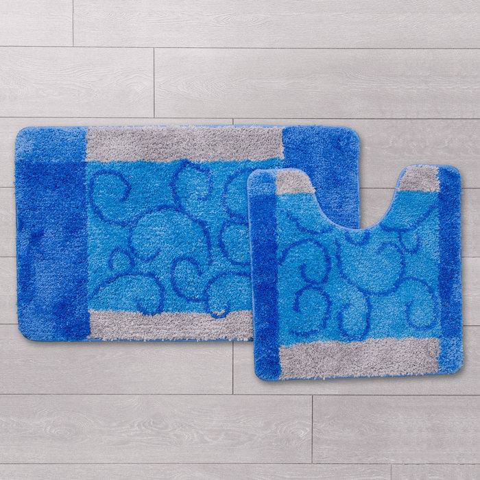 350PA68M13 Набор ковриков для ванной комнаты 50*80 + 50*50 см полиэстер-акрил Fine Lace Milardo Promo  - Вид №1