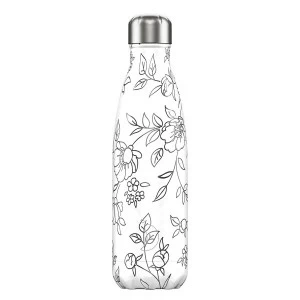 Термос 500 мл белый с черным узором Line Drawing Flowers CHILLY'S BOTTLES ДИЗАЙНЕРСКИЕ 00-3947988 Белый;черный
