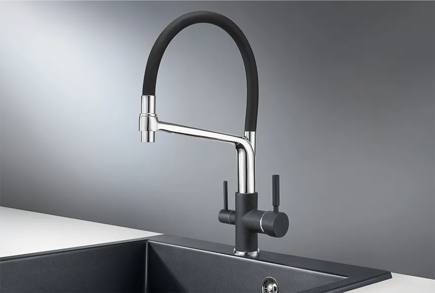 0083, ШВАРЦ (чёрный металлик), СМЕСИТЕЛЬ КУХОННЫЙ GRANULA 83-ST88