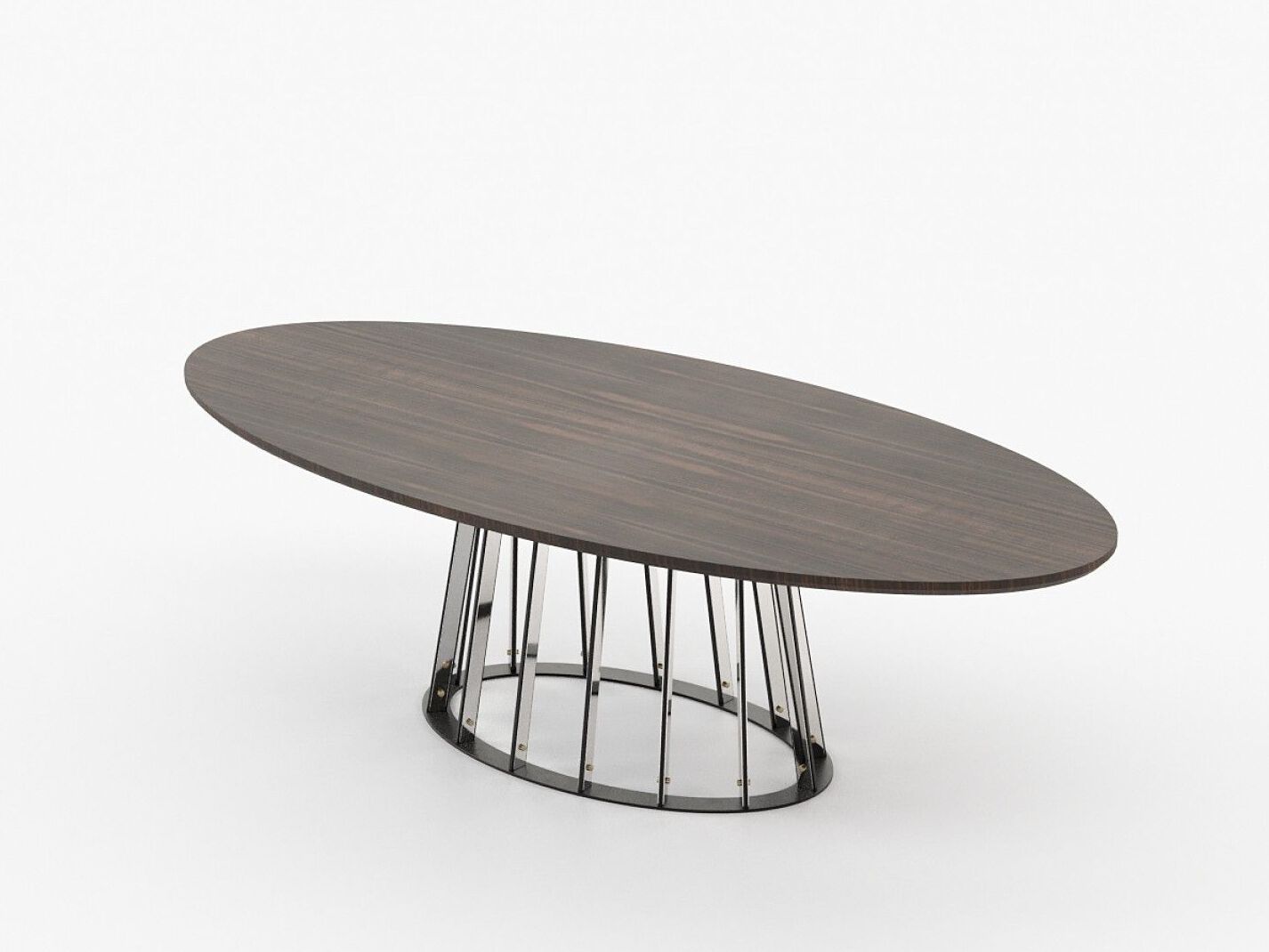 Овальный обеденный стол из нержавеющей стали и дерева Laskasas ANN ARCH-00109917 - Вид №1