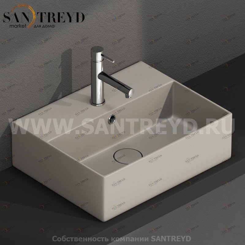 IN046GH Подвесная раковина настенная прямоугольная Ceramica Globo T-EDGE серая