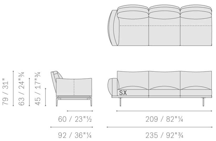 Кожаный диван с полуостровом Poltrona Frau коллекция-диваны и кресла ARCH-00128919 - Вид №9