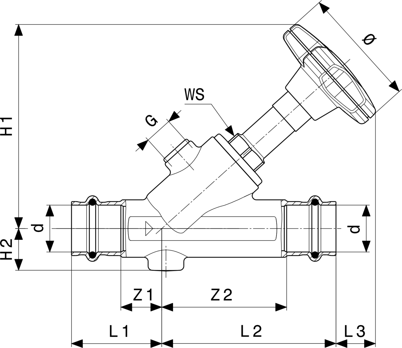 756 918 Модель 2237.5 Трубопроводные системы  Sanpress  Бронзовые запорные вентили, с 2017 Santreyd  - Вид №3