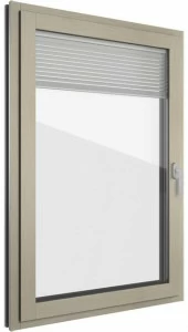 FINSTRAL Окно из алюминия и дерева со встроенными жалюзи Fin-project