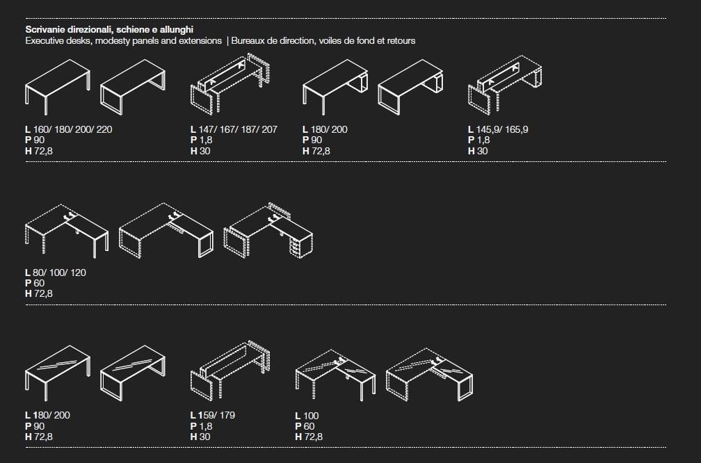 Секционный прямоугольный рабочий стол Las Mobili 5th Element ARCH-00031493