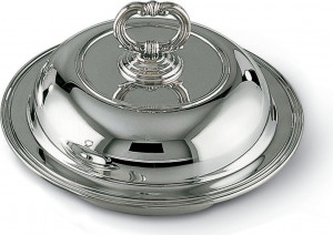 94188 Schiavon Блюдо круглое для овощей с крышкой 25см "Инглезе" (серебро 925пр) Серебро 925