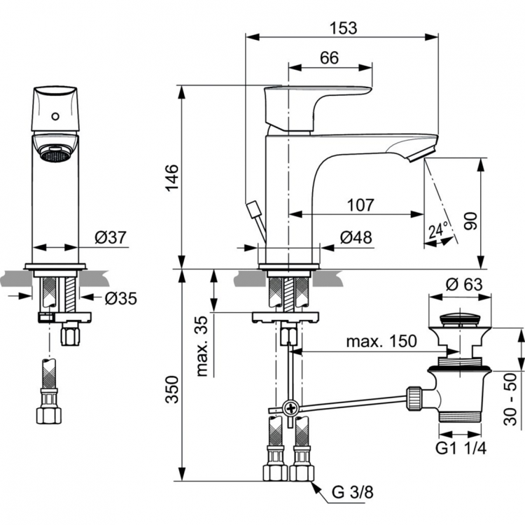 A7007AA Смеситель для раковины Ideal Standard CONNECT AIR - Вид №6