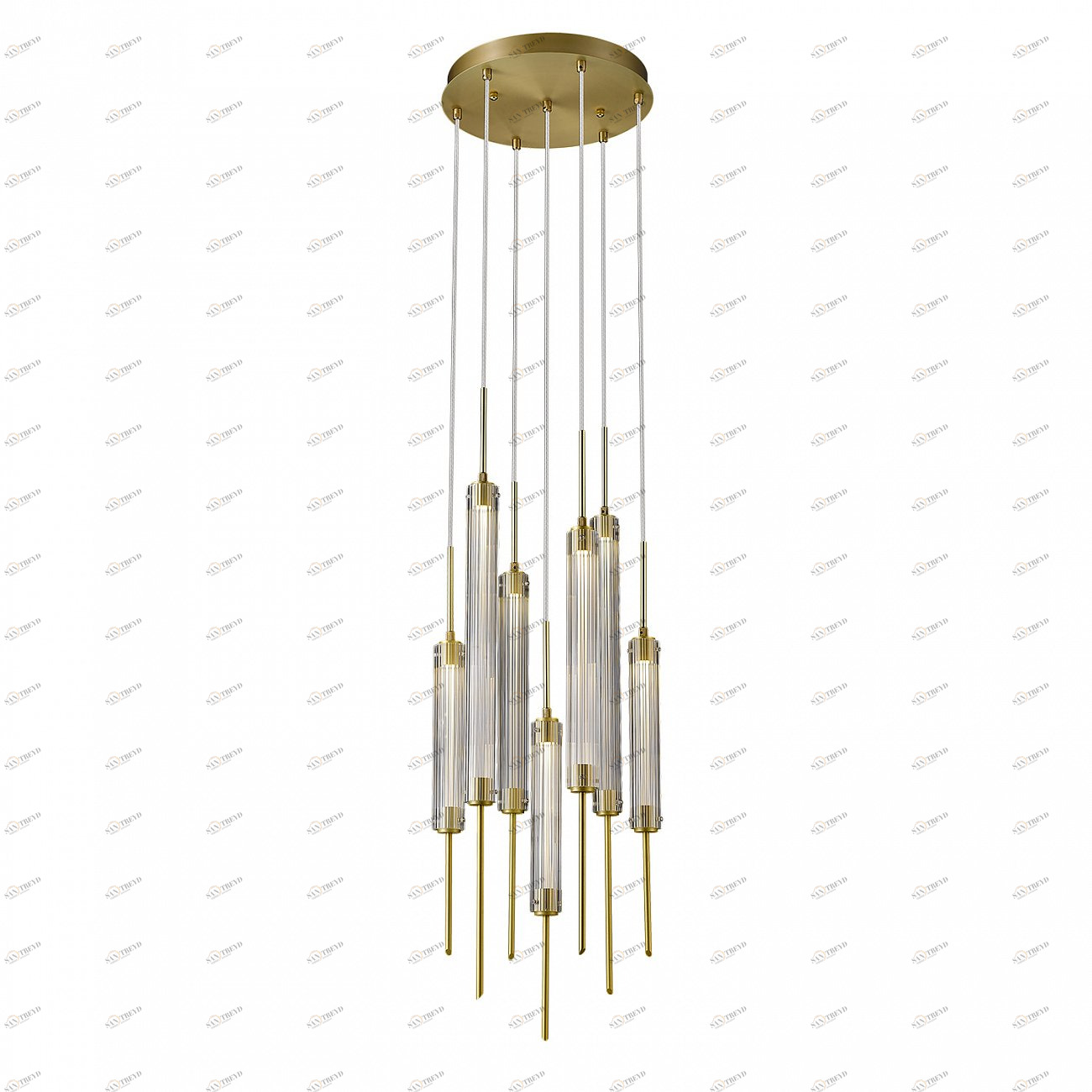 Светильник подвесной 160х37 см латунь Delight Collection P98041-7 brass DELIGHT COLLECTION ДИЗАЙНЕРСКИЕ 00-3882372 Золото;прозрачный 