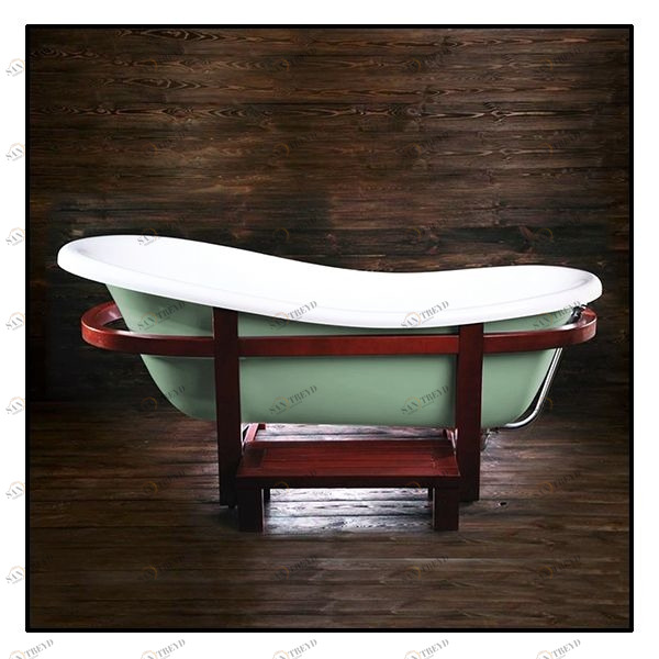 Ванна Akcjum Rectime New WR-04-A овальная салатовая с деревянной рамкой WR04A