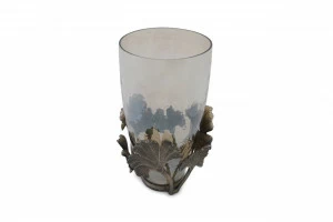 Ваза стеклянная с металлическим декором 23х39 см "Гинкго" GARDA DECOR ДИЗАЙНЕРСКИЕ 00-3861201 Прозрачный